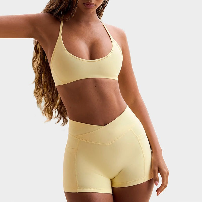 Caizo Women's Moisture-Wicking Sports Bra & High Waist Shorts 2-Piece Workout Set
