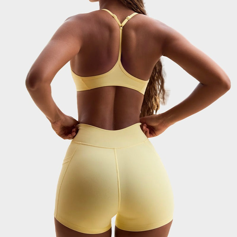 Caizo Women's Moisture-Wicking Sports Bra & High Waist Shorts 2-Piece Workout Set