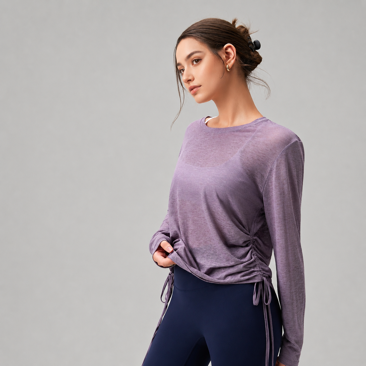 Caizo Women's Purple Quick Dry Sports T-Shirt Lightweight Breathable Moisture-Wicking Workout Top