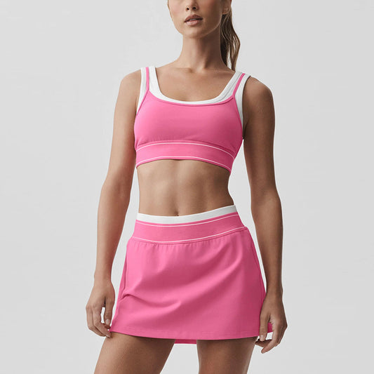 Caizo Women's Sports Bra and Tennis Skirt Set Moisture-Wicking High Stretch Yoga Activewear