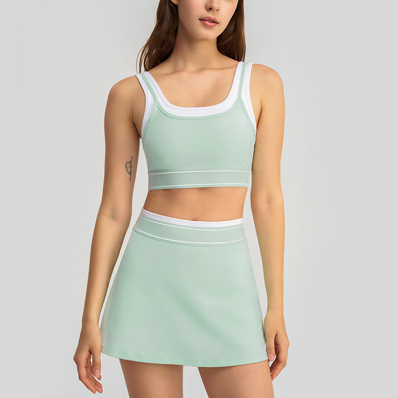 Caizo Women's Sports Bra and Tennis Skirt Set Moisture-Wicking High Stretch Yoga Activewear