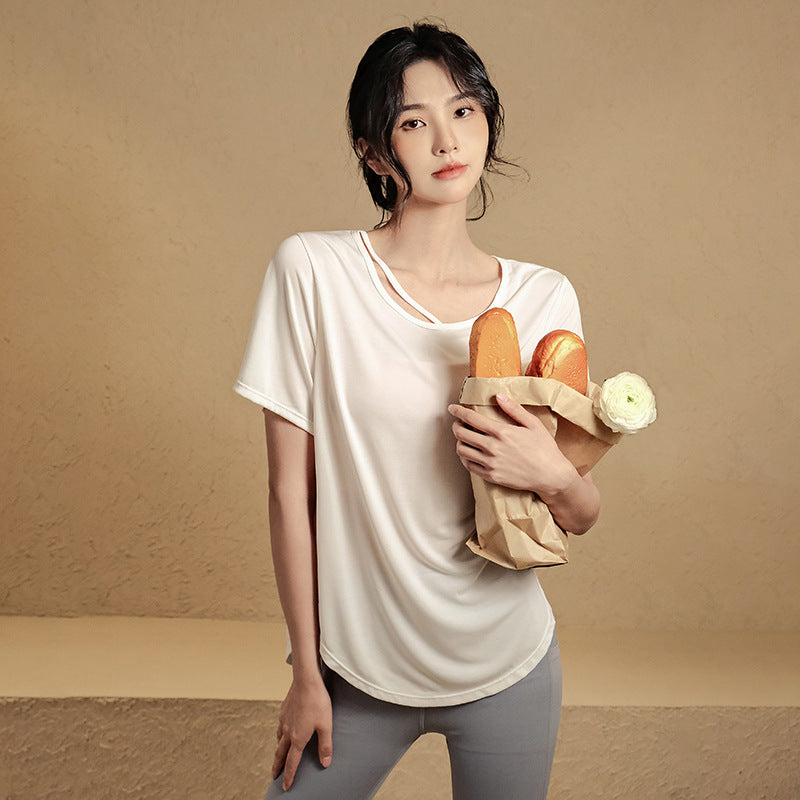 Caizo Women's Loose Fit Sports T-Shirt Breathable Viscose Yoga Workout Top