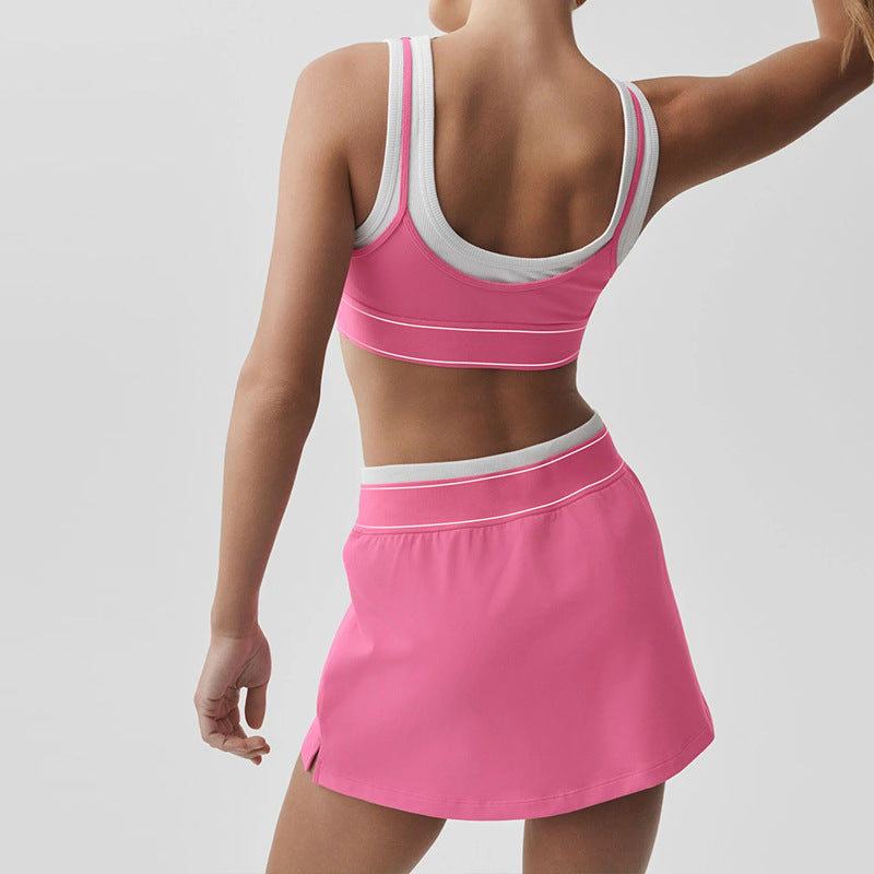 Caizo Women's Sports Bra and Tennis Skirt Set Moisture-Wicking High Stretch Yoga Activewear
